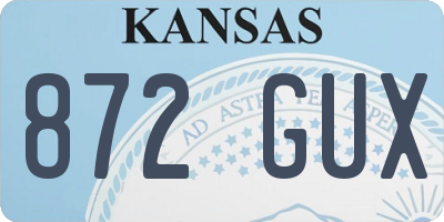 KS license plate 872GUX