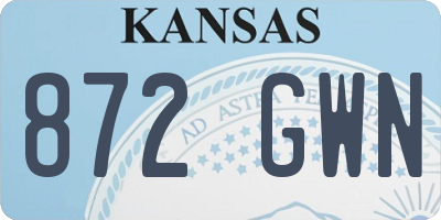 KS license plate 872GWN