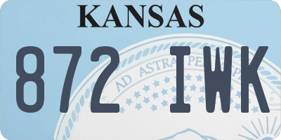 KS license plate 872IWK