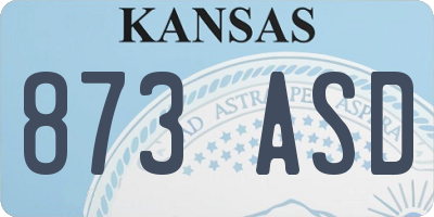 KS license plate 873ASD