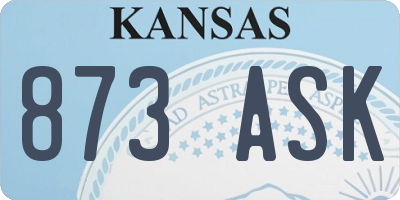 KS license plate 873ASK