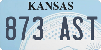 KS license plate 873AST