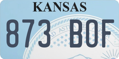 KS license plate 873BOF