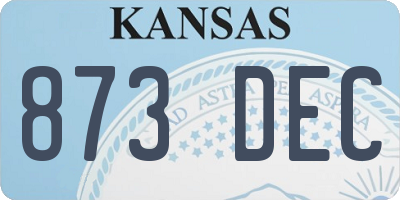 KS license plate 873DEC