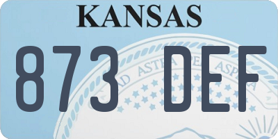 KS license plate 873DEF
