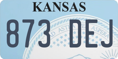 KS license plate 873DEJ