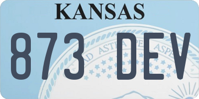 KS license plate 873DEV