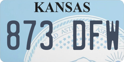 KS license plate 873DFW