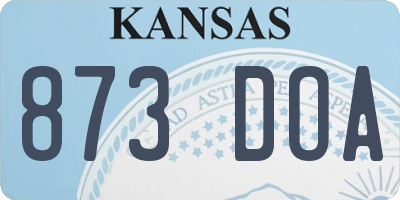 KS license plate 873DOA