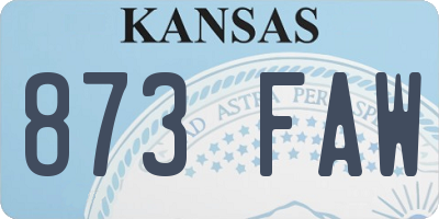 KS license plate 873FAW