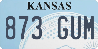 KS license plate 873GUM