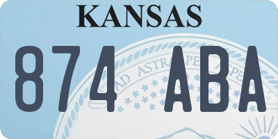 KS license plate 874ABA