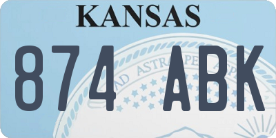 KS license plate 874ABK