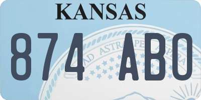 KS license plate 874ABO