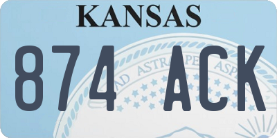 KS license plate 874ACK