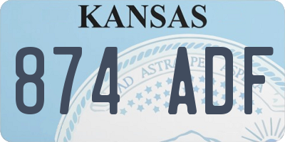 KS license plate 874ADF