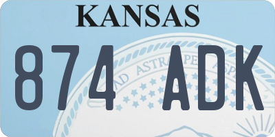 KS license plate 874ADK