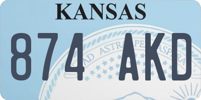 KS license plate 874AKD
