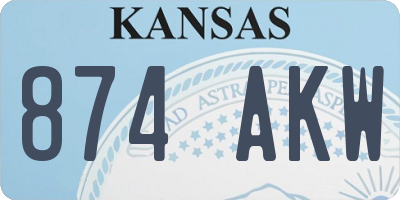 KS license plate 874AKW