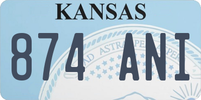 KS license plate 874ANI