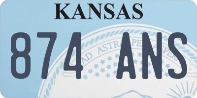 KS license plate 874ANS