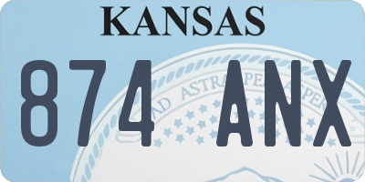 KS license plate 874ANX