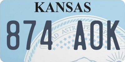 KS license plate 874AOK