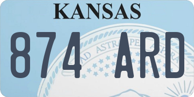 KS license plate 874ARD