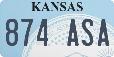 KS license plate 874ASA