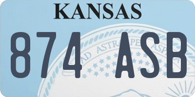 KS license plate 874ASB