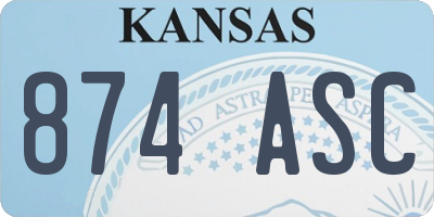 KS license plate 874ASC
