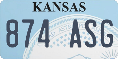 KS license plate 874ASG