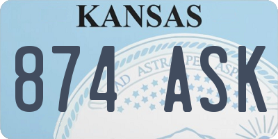 KS license plate 874ASK