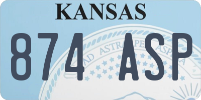 KS license plate 874ASP