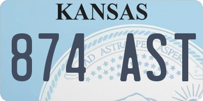 KS license plate 874AST