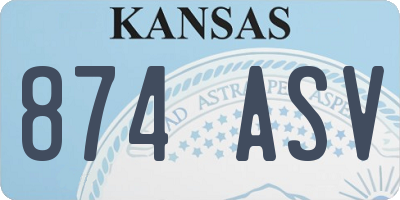 KS license plate 874ASV