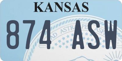 KS license plate 874ASW