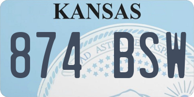 KS license plate 874BSW