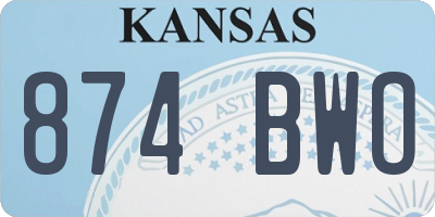 KS license plate 874BWO