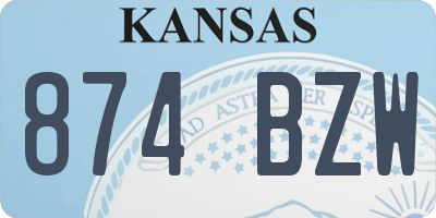 KS license plate 874BZW