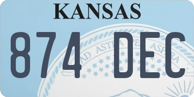 KS license plate 874DEC