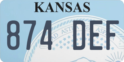 KS license plate 874DEF