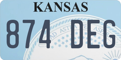 KS license plate 874DEG