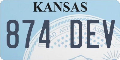 KS license plate 874DEV