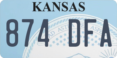 KS license plate 874DFA