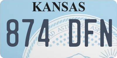 KS license plate 874DFN