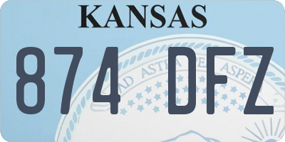 KS license plate 874DFZ