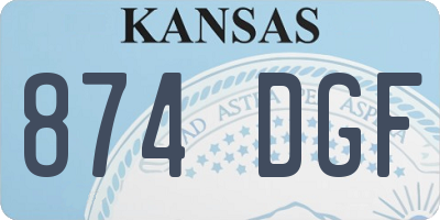 KS license plate 874DGF