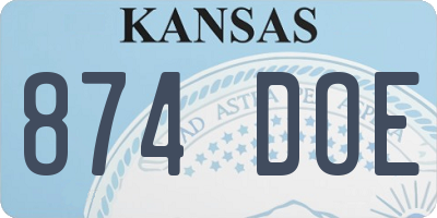 KS license plate 874DOE