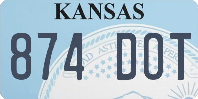 KS license plate 874DOT